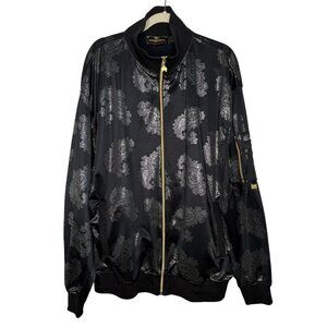 Ablanche Black & Silver Paisley Bomber Jacket, 2XL